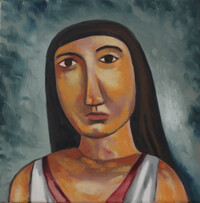 Brown Hair Girl, 30 x 30 cm, oil on cotton, 2025