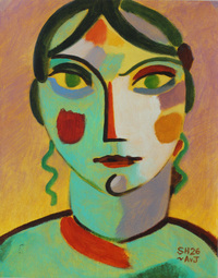 Mystical Head (Head of a Girl), 25 x 20 cm, oil on oil paper, 2026