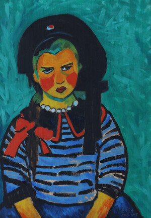 Girl with Red Ribbon (after Jawlensky)